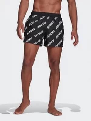 Image of adidas Wording Swim Shorts, Red/Pink, Size XS, Men