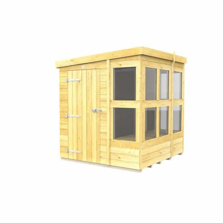 Image of Buttercup Farm 6ft x 6ft Pent Potting Shed - Wood - L178 x W185 x H201cm in Brown Brown Unisex