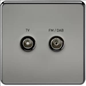 Image of KnightsBridge Screened Diplex TV and FM DAB Outlet 1G Screwless Black Nickel Wall Plate - Switch