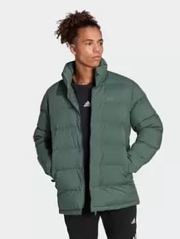 Image of adidas Helionic Mid-length Down Jacket, Blue, Size 2XL, Men