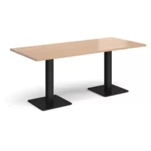 Image of Brescia rectangular dining table with flat square Black bases 1800mm x 800mm - beech