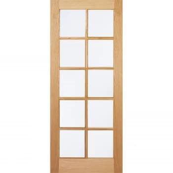 Image of SA Internal Glazed Unfinished Oak 10 Lite Door - 686 x 1981mm