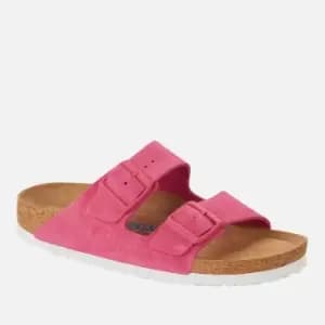 Image of Birkenstock Womens Arizona Slim Fit Sfb Suede Double Strap Sandals - Fuchsia Tulip - EU 37/UK 4.5