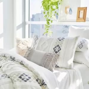 Image of Peri Home Chenille Geo Double Duvet Cover, Indigo & Grey