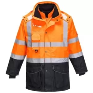Image of Portwest - S426ONRXXXL - sz 3XL Hi-Vis 7-in-1 Contrast Traffic Jacket - Orange/Navy