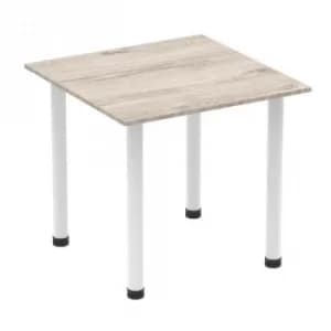 Image of Impulse 800mm Square Table Grey Oak Top White Post Leg I003710