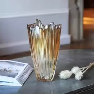 Image of Amber Rippled Glass Vase H30Cm W20.5Cm