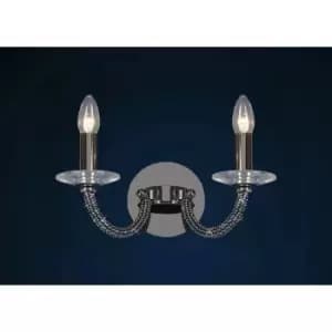 Image of Elena wall light with switch 2 Bulbs Black chrome / crystal