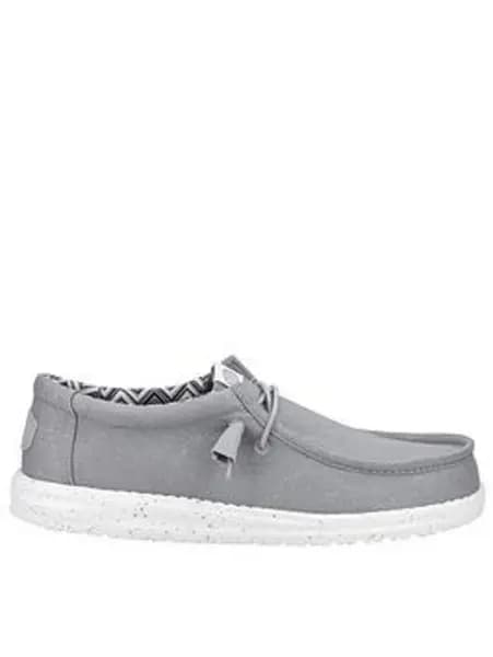 Image of Heydude Wally Canvas Lace Up Shoe - Grey Grey W0NV3 Male 7,8,9,10,11,12