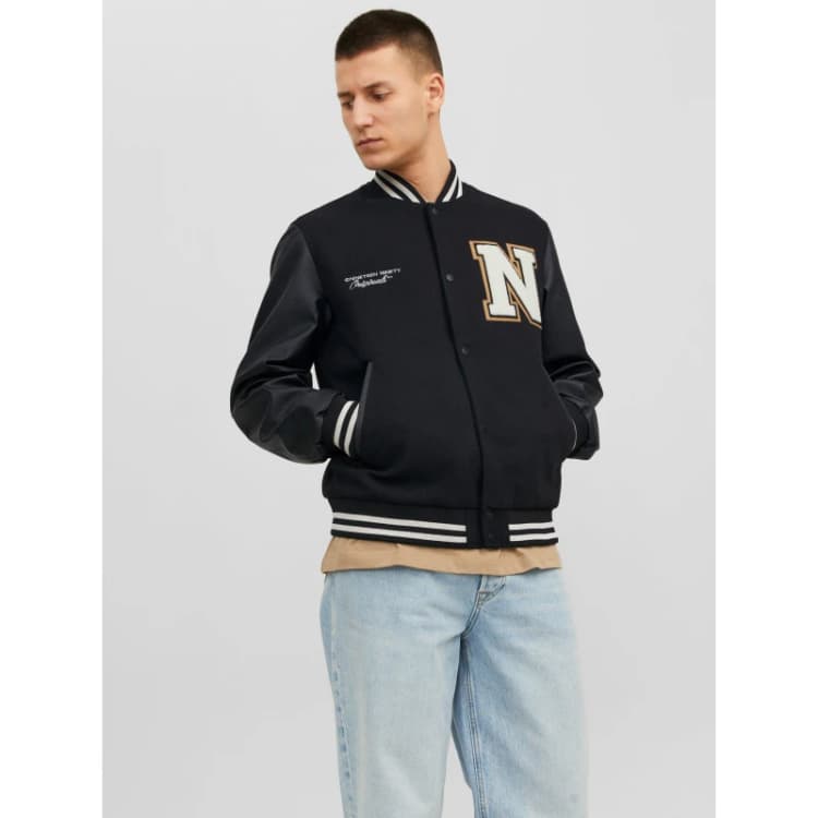 Image of Jack and Jones College Wool Blend Bomber Jacket - Black XS