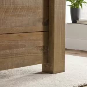 Image of Plank Wooden Bed Frame lfe - Double Bed Frame Only - Dark Wood