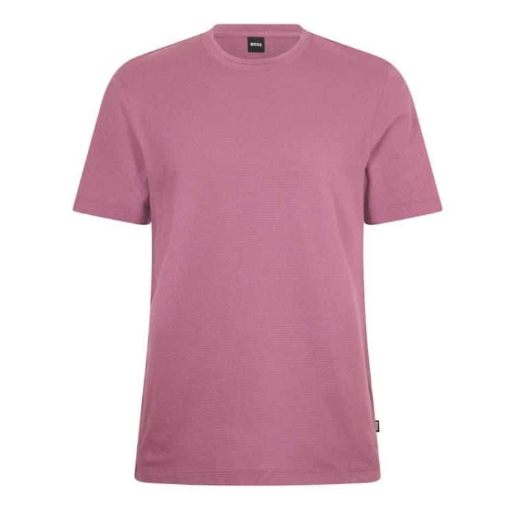 Image of Boss Mens Tiburt Bubble Structure Cotton Short Sleeve T-Shirt Bright Purple male Small
