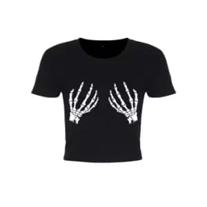 Image of Grindstore Womens/Ladies Spooky Touch Crop Top (XL) (Black/White)