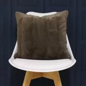 Image of Riva Paoletti Empress Super Soft Faux Fur Cushion Cover, Taupe, 55 x 55 Cm
