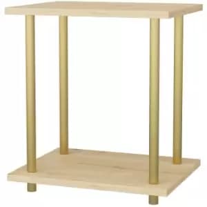 Image of Decorotika - Bristol Side Table Coffee Table for Living Room and Office - Gold and Oak - GOLD OAK