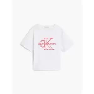 Image of Calvin Klein Jeans Monogram Embroidery T-Shirt - White