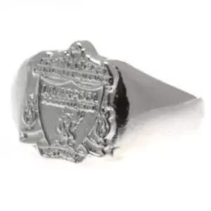 Image of Liverpool FC Official Silver Plated Crest Ring (L) (Silver)