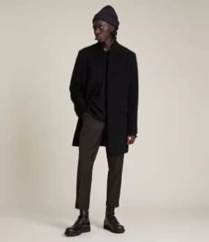 Image of AllSaints Manor Wool Coat, Black, Mens, Size: 36
