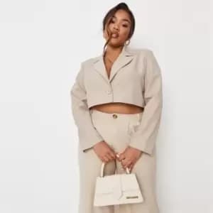 Image of Missguided Plus Size Cropped Blazer - Neutral