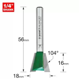 Image of Trend CRAFTPRO Dovetail Jig Router Cutter 18mm 16mm 1/4"