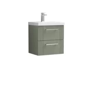 Image of Nuie Deco 500mm Wall Hung 2 Drawer Vanity & Basin 1 - Satin Reed Green