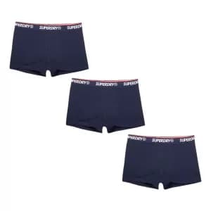 Image of Superdry Classic Three Pack Boxer - Navy, Blue Multi, Size XL, Men