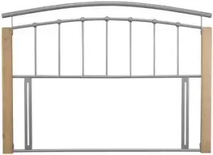 Image of Serene Tetras 4ft6 Double Silver And Beech Metal Headboard