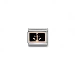 Image of Classic Rose Gold Anchor Black Link 430201/18