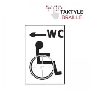 Image of Disabled WC Arrow Left’ Sign; Self Adhesive Taktyle; White