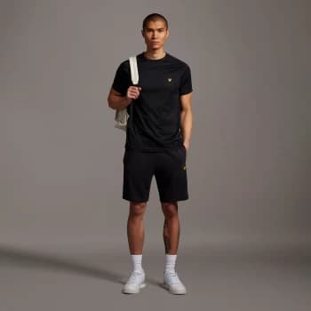 Image of Mens Sweat Short With Contrast Piping - True Black - XXL