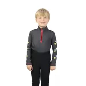 Image of Little Knight Boys Tractor Collection Thermal Top (3-4 Years) (Charcoal Grey/Red)