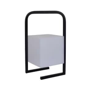 Image of Corte IP44 RGB LED Rechargeable Table Light with White Cube Shade