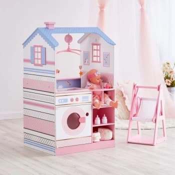 Image of Doll House Changing Table Nursery Playset Station With Highchair & Mobile TD-11460W - White - Olivia's Little World
