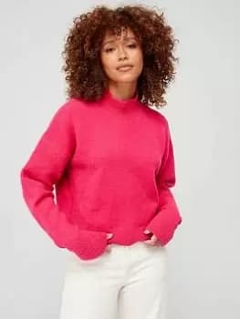 Image of Superdry Vintage Essential High Neck Jumper - Pink, Size 14, Women