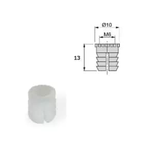 Image of Emuca Furniture Plastic Socket - Size M6 13 x 10mm, Pack of 50