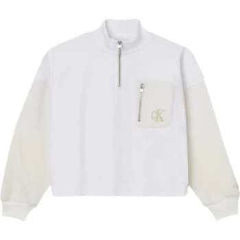 Image of Calvin Klein Jeans Polar Zip Fleece Sweatshirt - MUSLIN