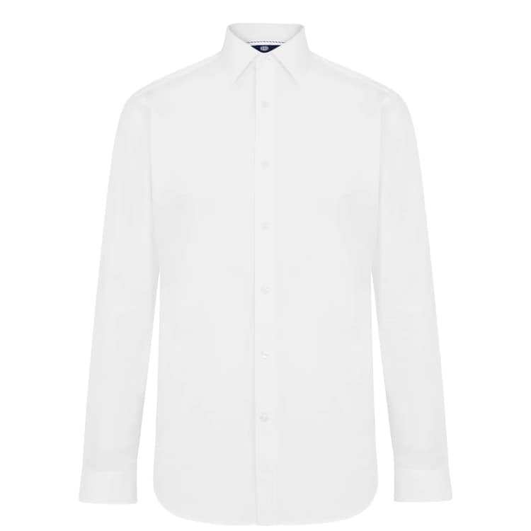 Image of Haines and Bonner Charles Slim Fit Regular Collar Poplin Shirt - White White 37