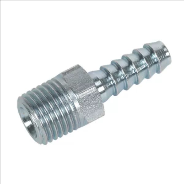 Image of Genuine SEALEY AC08 Screwed Tailpiece Male 1/4BSPT - 1/4 Hose Pack of 5