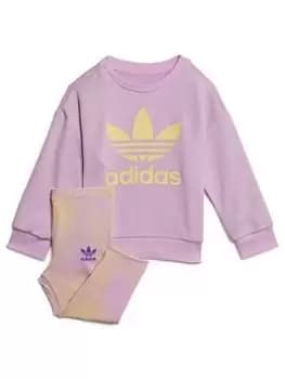 Image of adidas Originals Toddler Girls Print Crew Set, Light Purple, Size 3-6 Months, Women