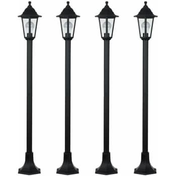 Image of 4 X Traditional Victorian 1.2M Black IP44 Outdoor Garden Lamp Post Bollard Lights - No Bulbs