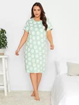Image of Yours Oversize Daisy Nightdress - Green, Size 22-24, Women
