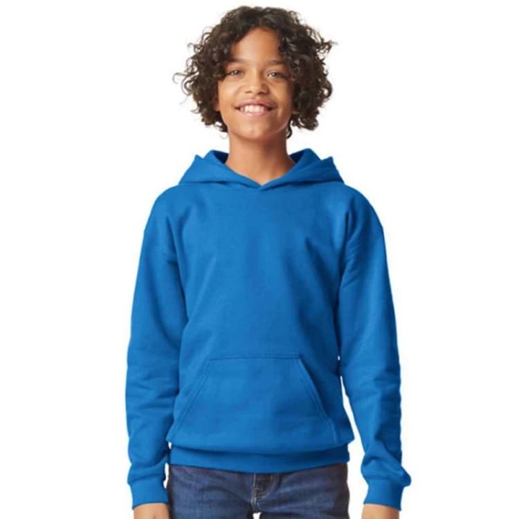 Image of Gildan Softstyle Plain Midweight Hoodie in Blue Size: 12-13 Years Blue Unisex 12-13 Years