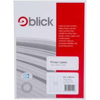Image of Copier Labels A4 21 (63.5 x 38.2mm) per Sheet, 100 Sheets - Blick