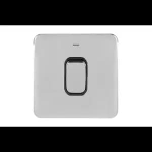 Image of Schneider LSD 1G 50A Double Pole Switched With LED Indicator Black Insert Polished Chrome - GGBL4011BPC