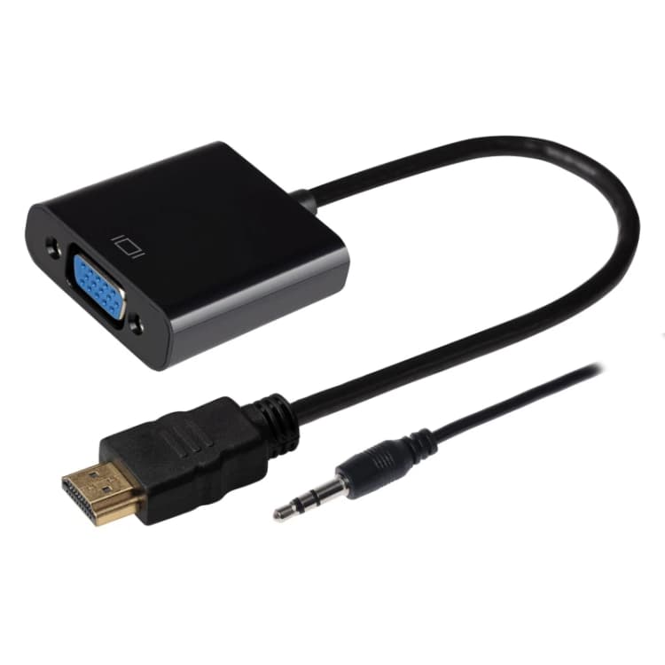 Image of Maplin HDMI to VGA Female + 3.5mm Audio Jack Port Adapter 10cm Cable