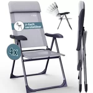Image of Garden Chair Set of 4 Grey Mottled Aluminium Foldable