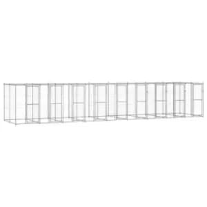 Image of Vidaxl Outdoor Dog Kennel Galvanised Steel With Roof 21.78 M