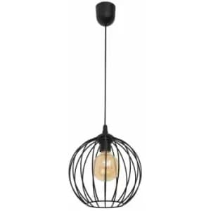 Image of Helam Lighting - Helam Mercure Wire Frame Pendant Ceiling Light Black 24cm