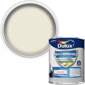 Image of Dulux Weathershield Exterior Quick Dry Almond White Satin Paint 750ml
