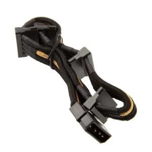 Image of Silverstone 4-pin Molex to 4x SATA cable 30cm - Black / Gold